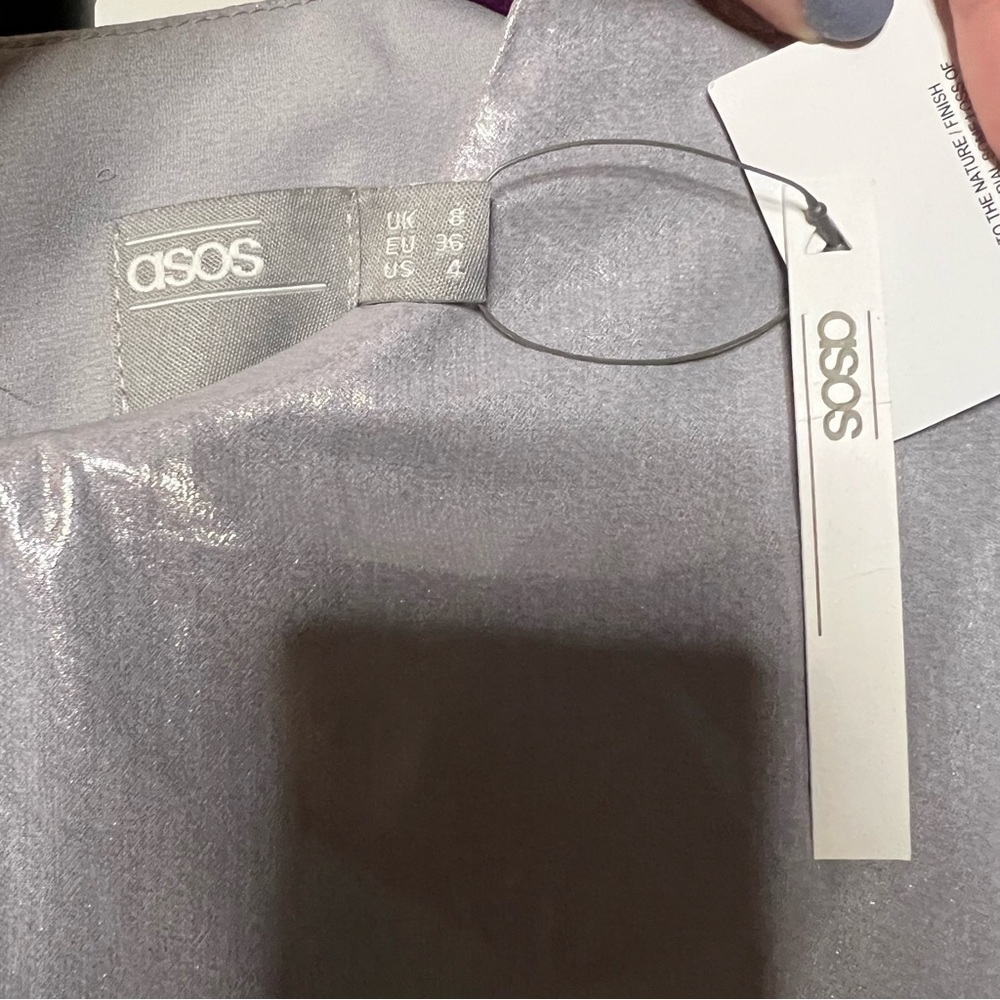 ASOS Metallic Silver Draped Midi Dress 4 - Picture 4 of 9